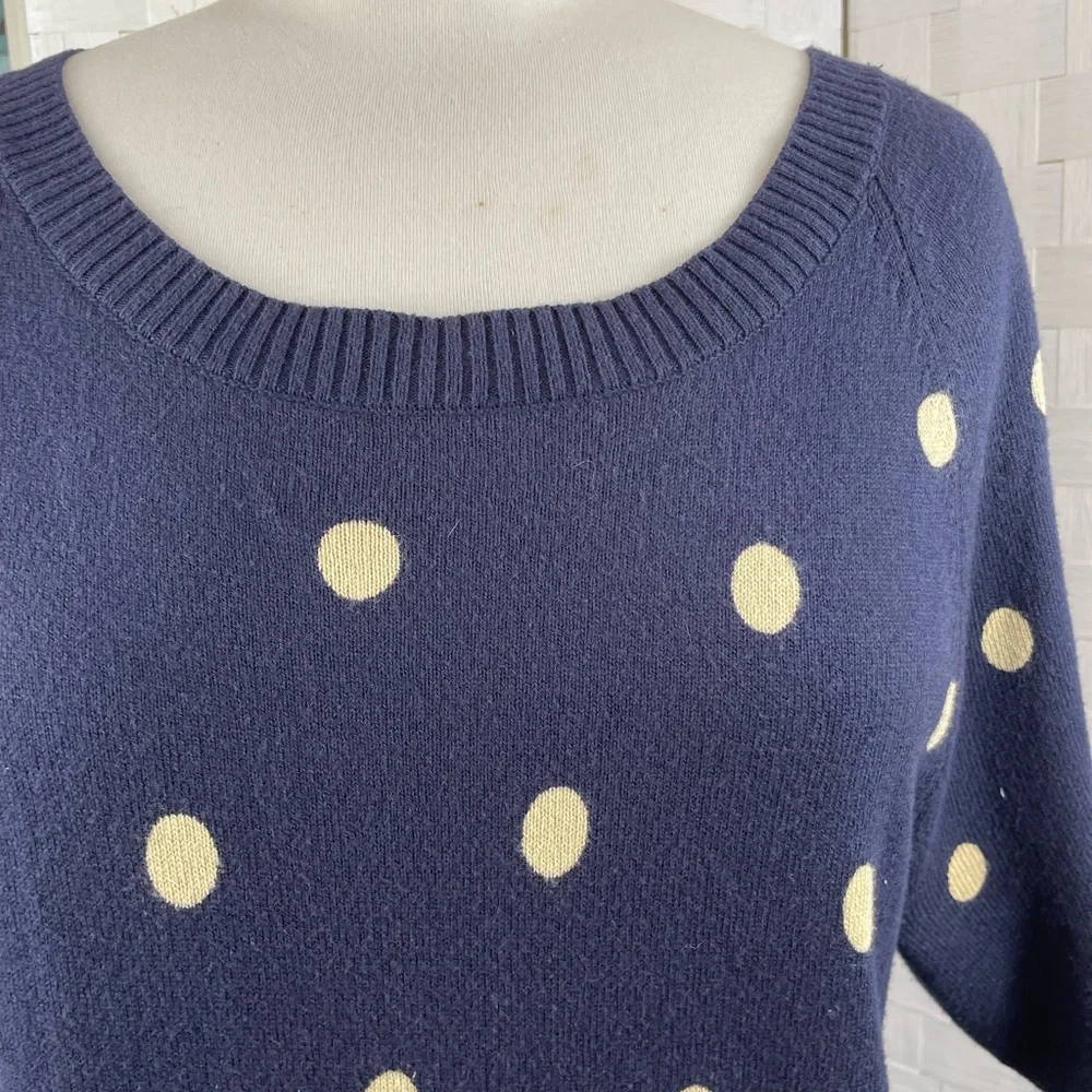 Tommy Hilfiger Dark‎ Blue Sweater Midi Dress with Gold Spots, Size M